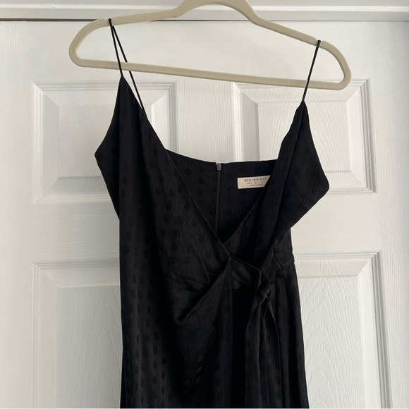BEC + BRIDGE Polka Dot Black Silky Wrap Split Midi Cami Dress 4 - Picture 3 of 11